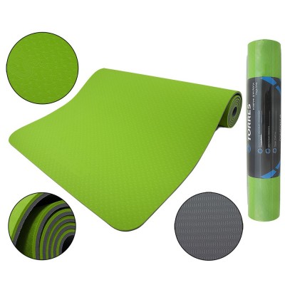 Коврик для йоги "TORRES Comfort 6" арт.YL10096, TPE 6 мм, нескользящее покрытие, зелено-серый